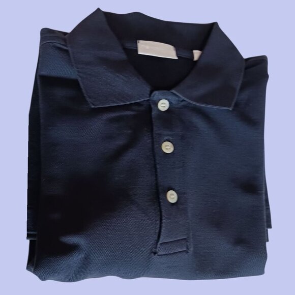 Håndværk Classic Pique Polo Shirt Mens Short Sleeve Navy Blue Size Medium - Picture 6 of 13